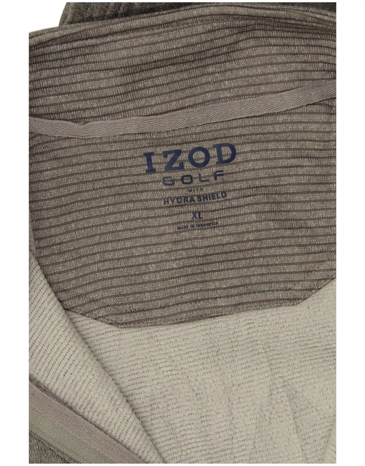 Pulover Izod pentru bărbați, cu fermoar și gât, XL, cu dungi gri
