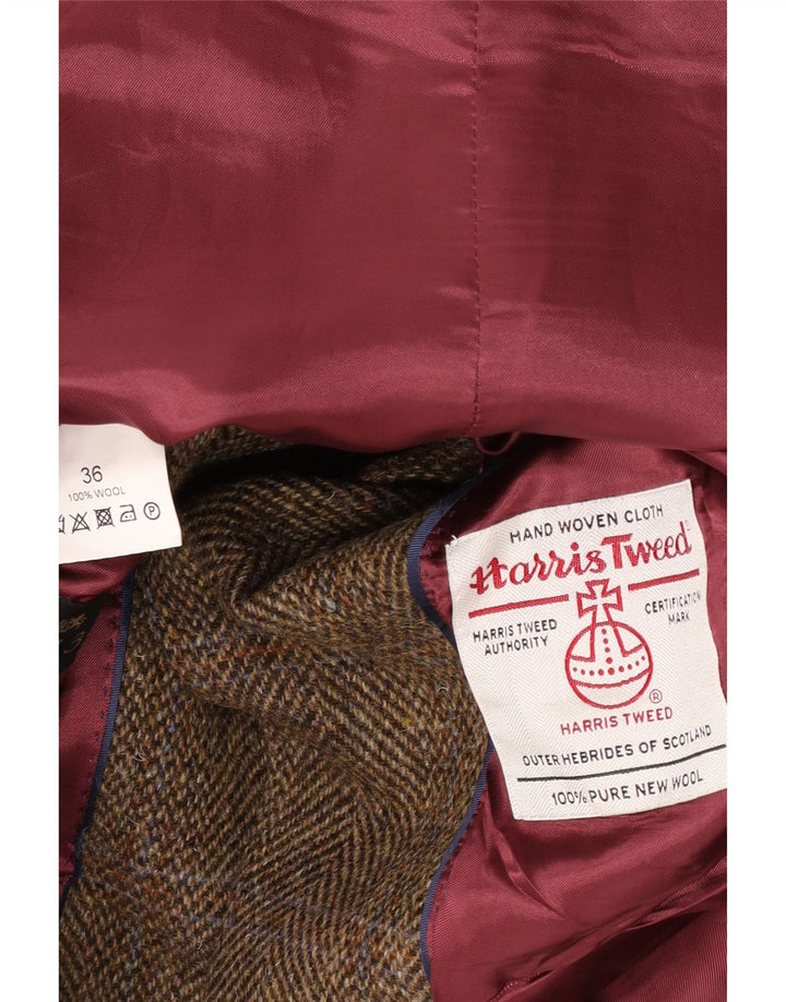 Jachetă pentru bărbați Harris Tweed, cu 2 nasturi, UK 36, lână cu carouri mici, maro