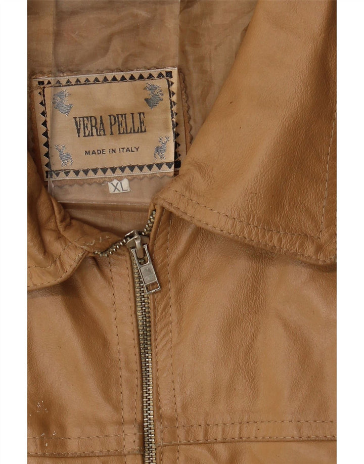 Jachetă de piele vintage pentru femei UK 18 XL din piele bej