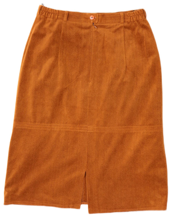 Fusta Dreaptă din Velour Vintage pentru Femei Mediu W28 Maro Poliester