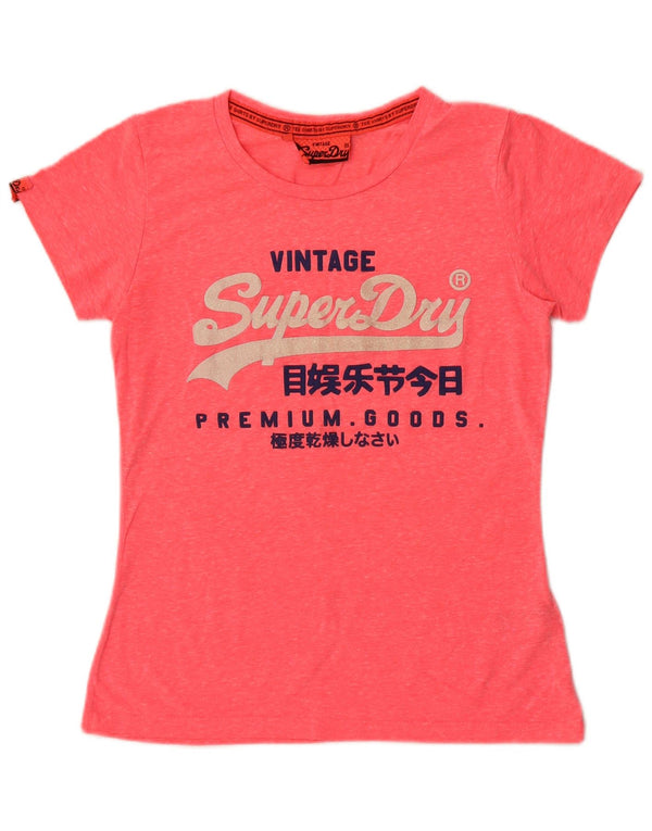 Tricou cu grafic vintage Superdry pentru femei Top UK 12 Medium Pink Flecked