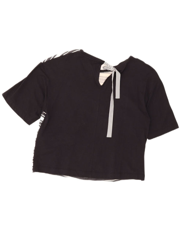 Max&Co. Tricou cu grafic crop pentru femei Top UK 16 mare bumbac cu dungi negre