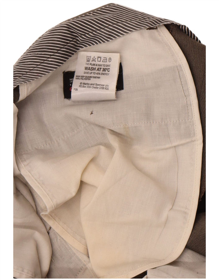 Pantaloni de costum drepți pentru bărbați Marks & Spencer W34 L29 Brown Herringbone