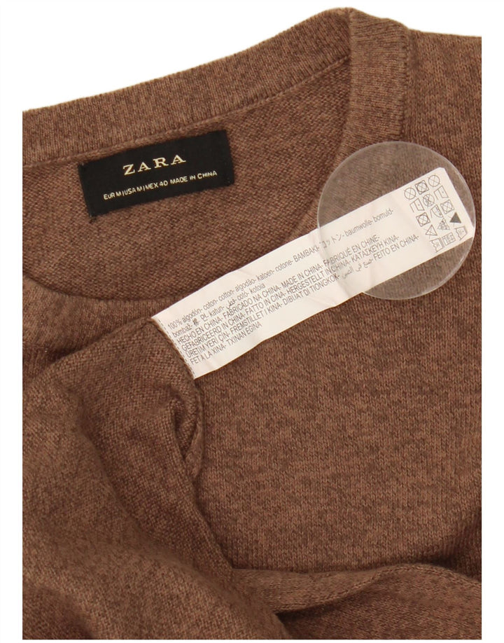Pulover pentru bărbați Zara, cu gât roșu, din bumbac cu pete maro mediu