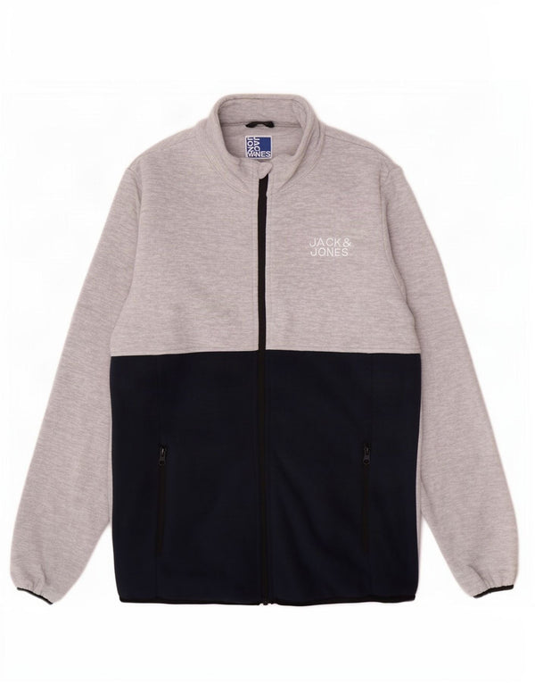 Jachetă fleece Jack & Jones pentru băieți 15-16 ani, gri, poliester color bloc