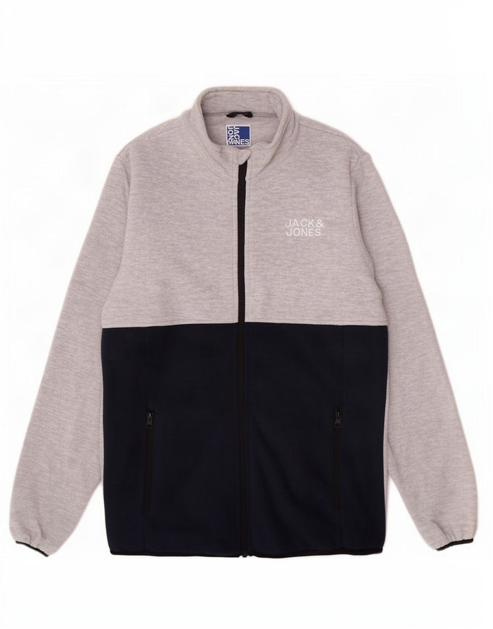 Jachetă fleece Jack & Jones pentru băieți 15-16 ani, gri, poliester color bloc