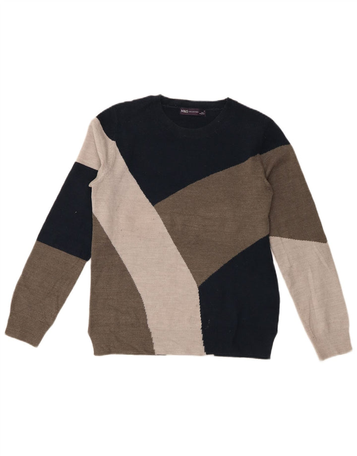 Pulover pentru femei Marks & Spencer cu decolteu rotund UK 8, mic, gri, bloc de culoare