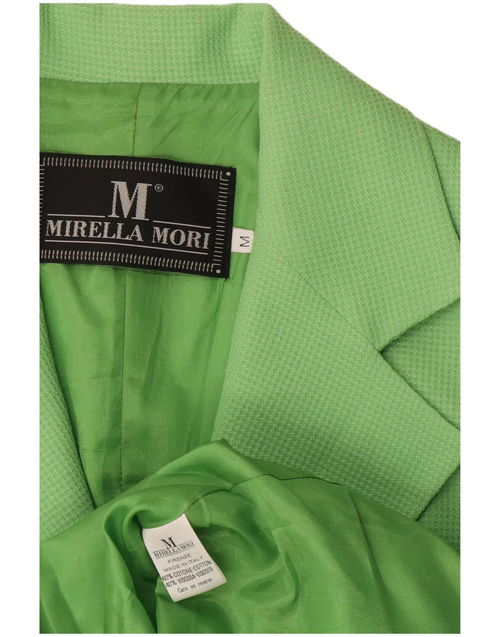 Jachetă Blazer pentru femei Mirella Mori, cu 3 nasturi, UK 14, bumbac verde mediu
