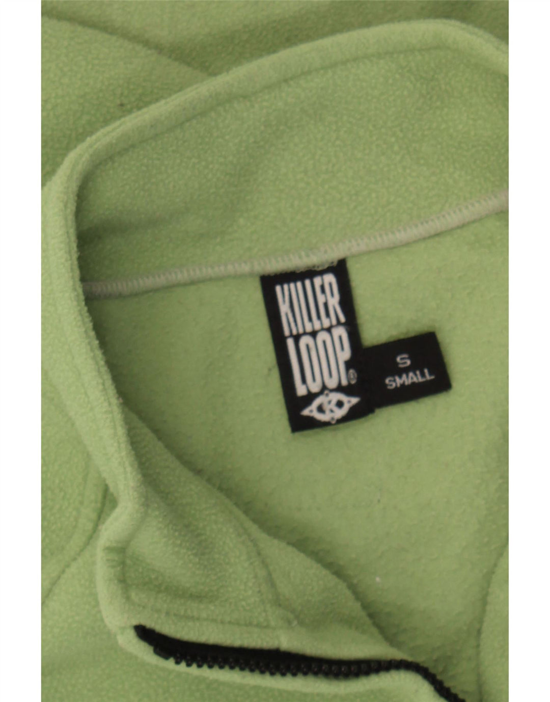KILLER LOOP Mens Loose Fit Zip Neck Fleece Jumper Small Green Polyester Vintage Killer Loop and Second-Hand Killer Loop from Messina Hembry 
