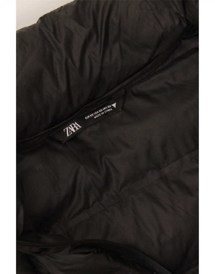 ZARA Womens Hooded Padded Coat UK 6 XS Black Polyamide Vintage Zara and Second-Hand Zara from Messina Hembry 