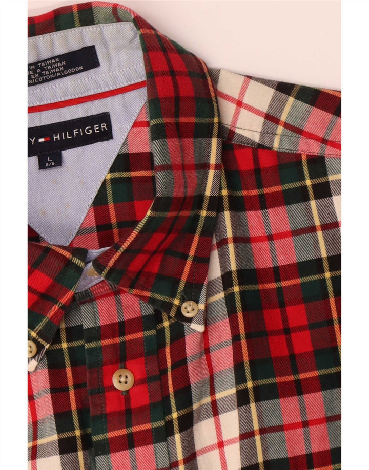 Cămașă de flanel pentru bărbați Tommy Hilfiger, bumbac cu carouri roșii mari