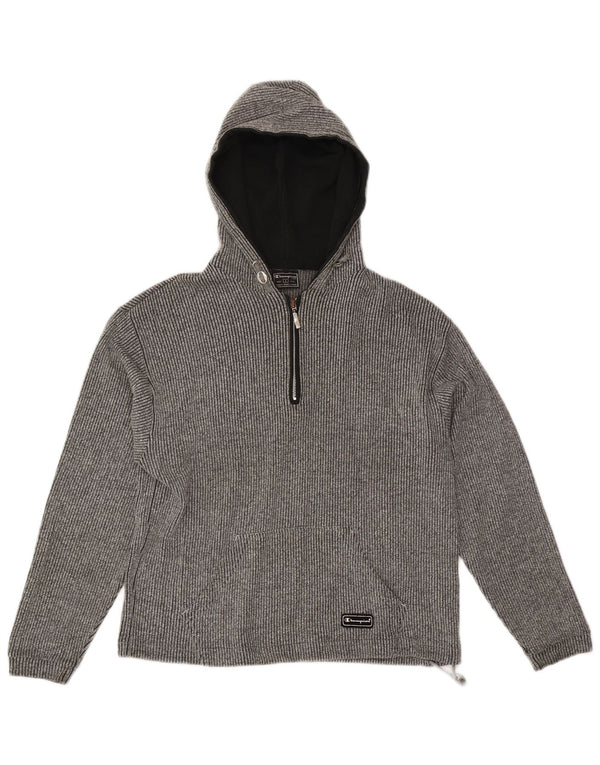 Pulover pentru femei Champion, cu fermoar și gât, UK 16, bumbac mare, gri