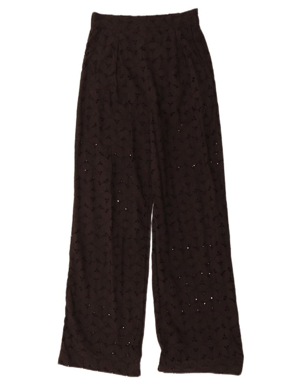 Pantaloni casual ZARA pentru femei cu picioare late XS W25 L33 bumbac negru