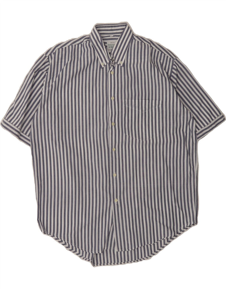 BENETTON Mens Short Sleeve Shirt Medium Blue Striped Vintage Benetton and Second-Hand Benetton from Messina Hembry 