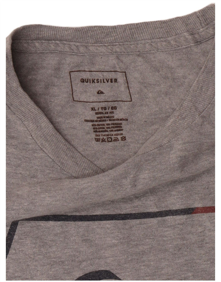 Tricou grafic Quiksilver pentru bărbați, cu croială normală, XL, bumbac cu pete gri