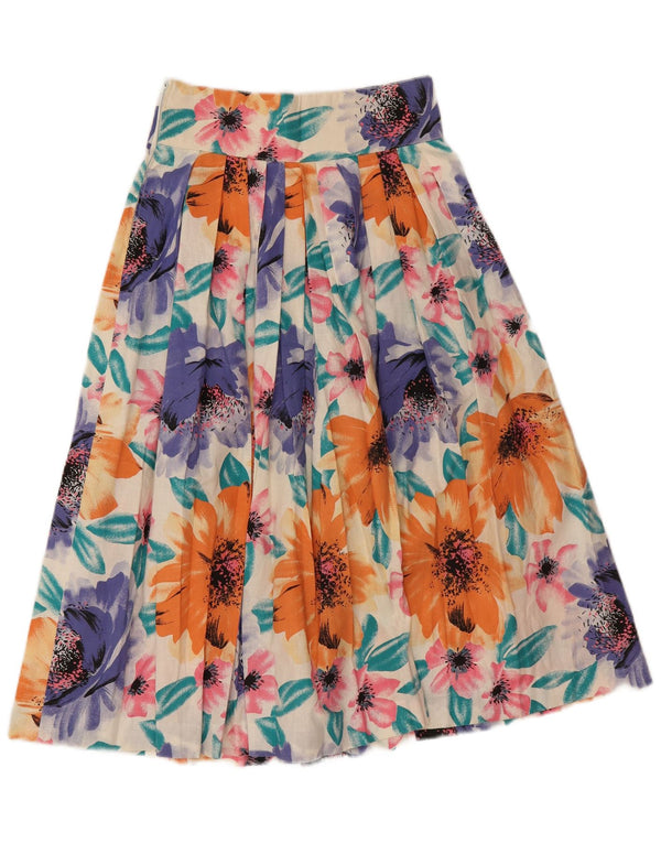 Fusta evazată plisată pentru femei Vintage W26 Mic Multicolor Floral