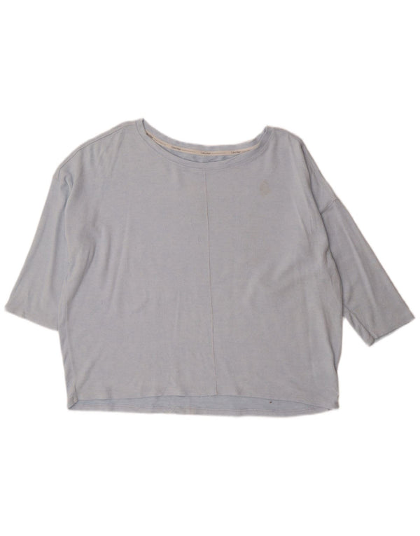 Top supradimensionat pentru femei Calvin Klein cu mâneci 3/4 UK 18 XL albastru viscoză