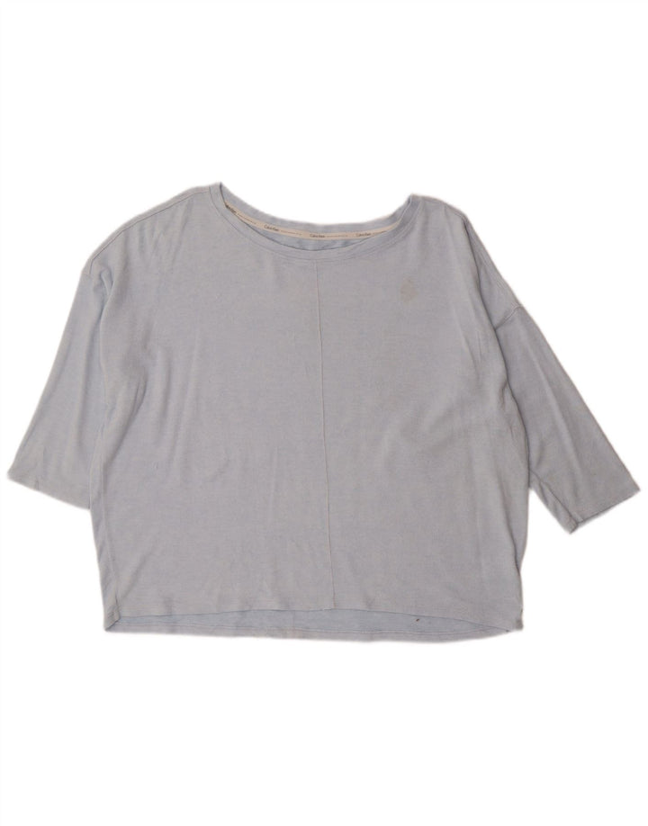 Top supradimensionat pentru femei Calvin Klein cu mâneci 3/4 UK 18 XL albastru viscoză