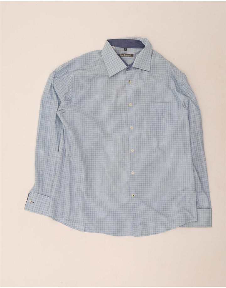 Cămașă formală pentru bărbați Ben Sherman XL, bumbac cu carouri albastre