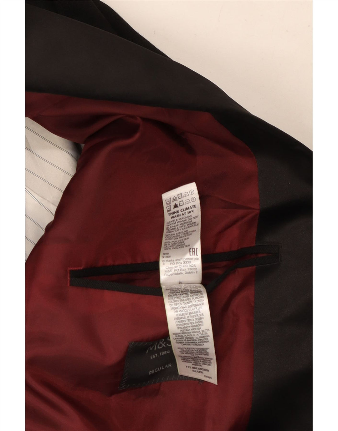 Jachetă pentru bărbați Marks & Spencer, cu 2 nasturi, cu ajustare normală, UK 48 2XL Negru