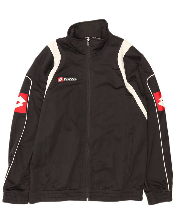 Jachetă de trening grafică pentru bărbați Lotto, XL, poliester color bloc negru