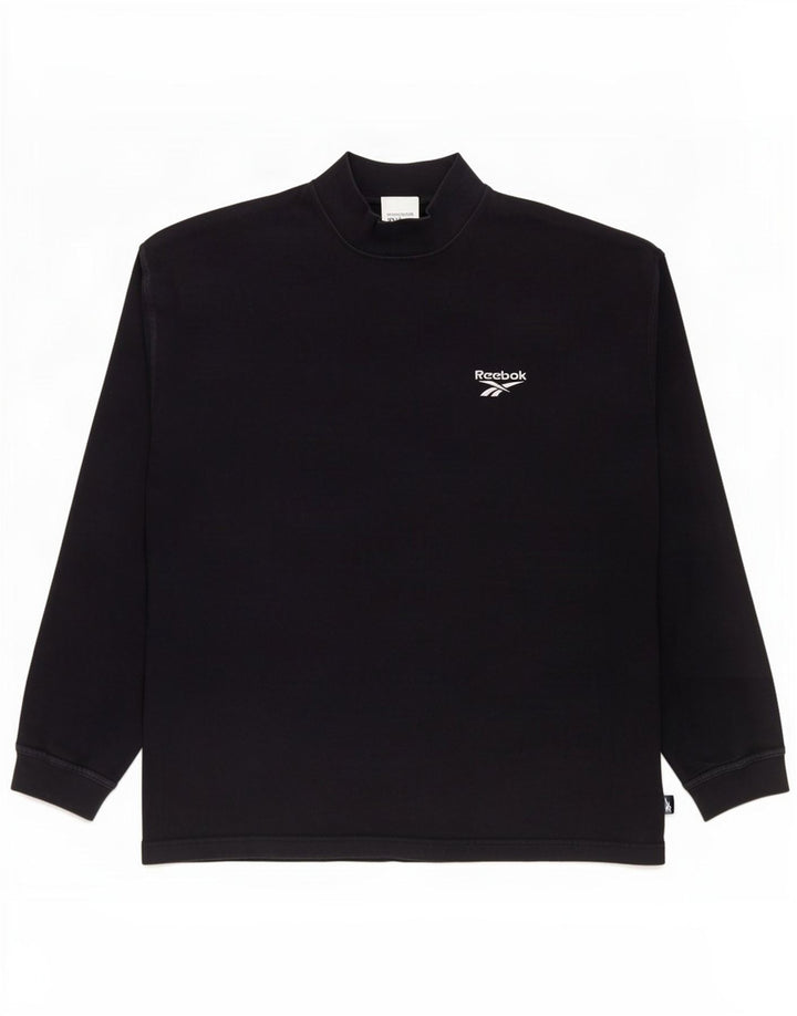Top pentru bărbați Reebok cu mânecă lungă, mic, negru, bumbac