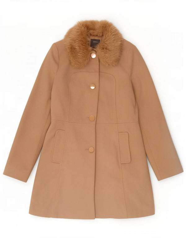 Oasis Womens Overcoat UK 10 Small Beige Polyester