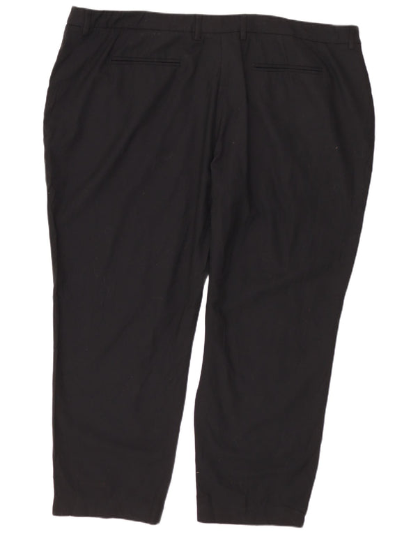 Marks & Spencer Womens High Waist Suit Trousers UK 22 3XL W44 L25 Black