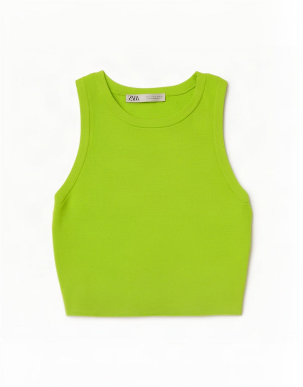Top cu vestă pentru femei Zara UK 8 Small Green Viscose