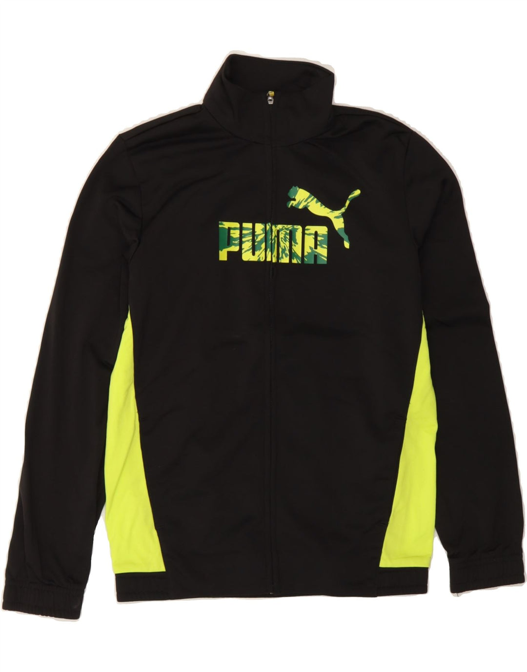PUMA Boys Graphic Tracksuit Top Jacket 11-12 Years Black Colourblock Vintage Puma and Second-Hand Puma from Messina Hembry 
