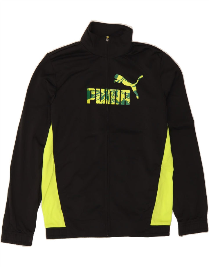 PUMA Boys Graphic Tracksuit Top Jacket 11-12 Years Black Colourblock Vintage Puma and Second-Hand Puma from Messina Hembry 