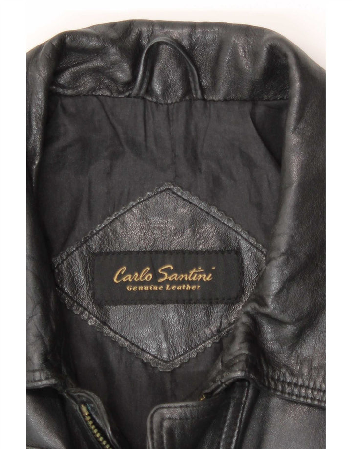 Jachetă de piele pentru bărbați Carlo Santini UK 36 Small Black