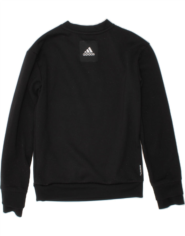 ADIDAS Boys Climawarm Graphic Sweatshirt Jumper 7-8 Years Black Polyester Vintage Adidas and Second-Hand Adidas from Messina Hembry 