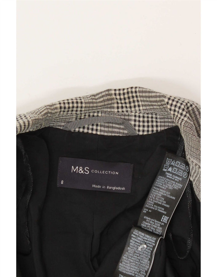 Jachetă pentru femei Marks & Spencer cu 1 nasture, UK 8, bumbac cu carouri, gri mic