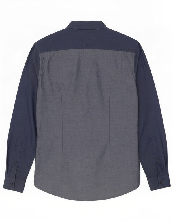 Trussardi Mens Shirt Size 40 Medium Navy Blue Cotton