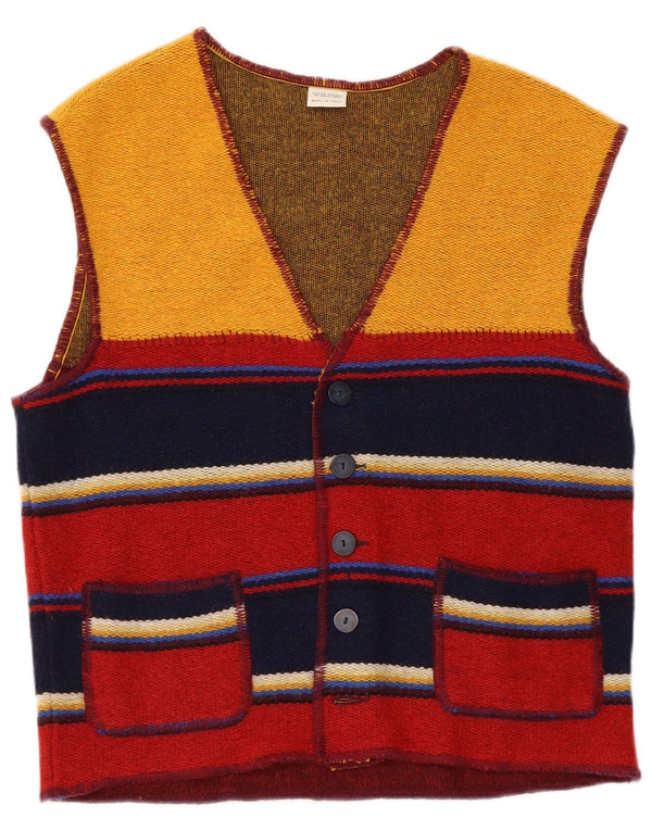 Pulover cardigan fără mâneci pentru bărbați Benetton, lână cu dungi mici, multicolore