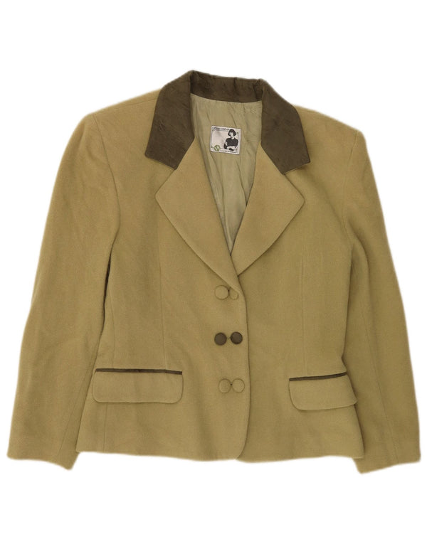 Vintage Womens Double Breasted Blazer Jacket UK 10 Small Khaki Wool