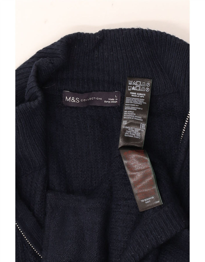 Cardigan pentru bărbați Marks & Spencer, mare, acrilic, albastru bleumarin