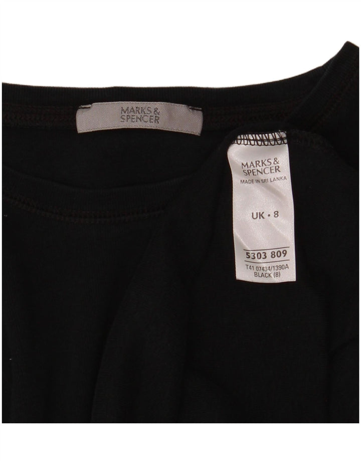 Marks & Spencer Top pentru femei cu mânecă lungă UK 8 mic bumbac negru