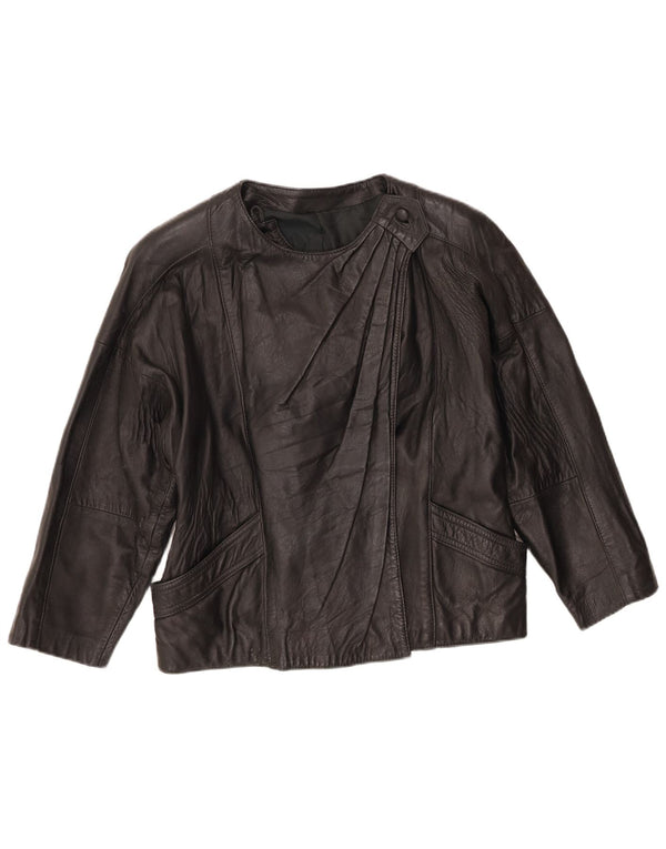Jachetă de piele vintage pentru femei UK 10 Small Black