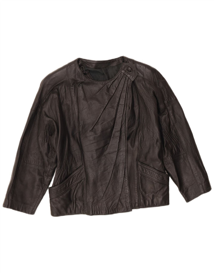 Jachetă de piele vintage pentru femei UK 10 Small Black
