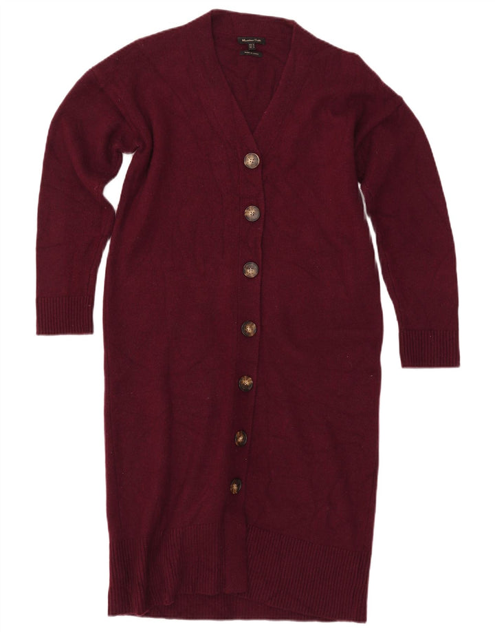 Pulover cardigan cu paragate MASSIMO DUTTI pentru femei UK 12 Burgundy mediu