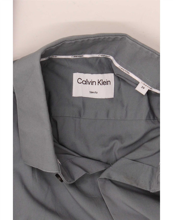 Cămașă pentru bărbați Calvin Klein Slim Fit Mărimea 39 Gri mediu