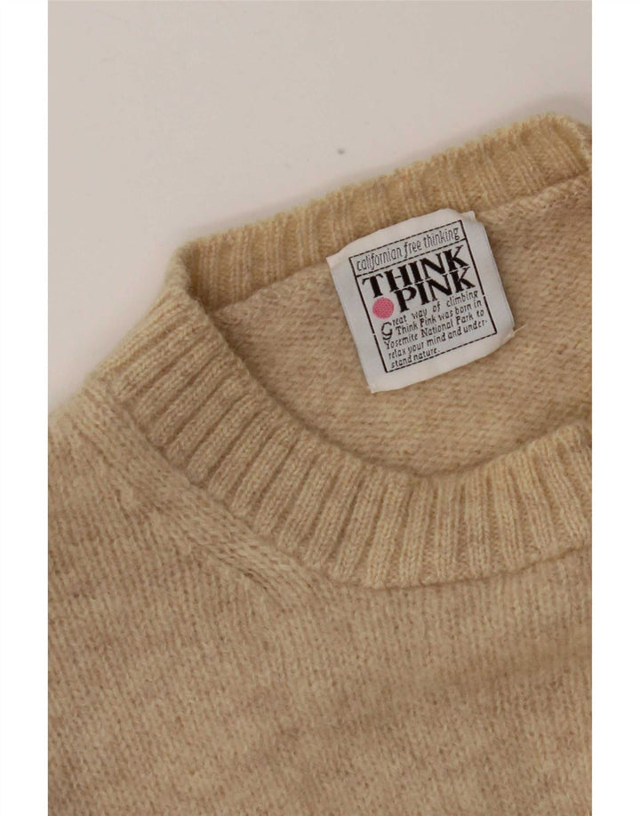 Pulover pentru bărbați Think Pink cu decolteu rotund, mare, bej, pete