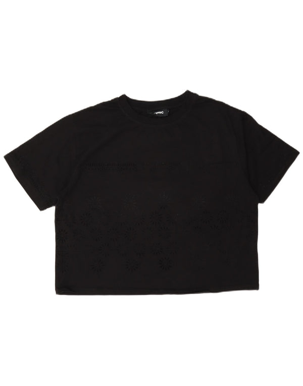Desigual Tricou Crop Top UK 16 Large Negru