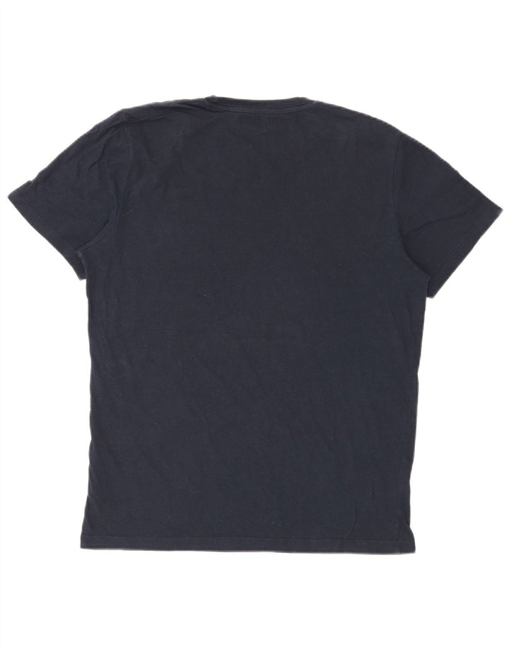 Tricou cu grafic Jack & Jones pentru bărbați Top mediu din bumbac bleumarin