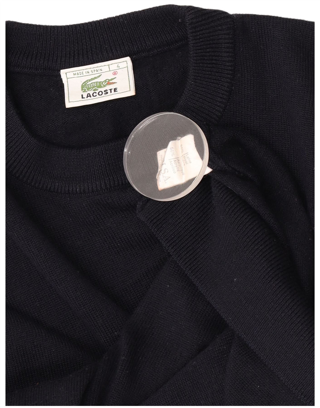 Pulover Lacoste pentru bărbați, cu gât crew, mărime 4, lână, albastru bleumarin mediu