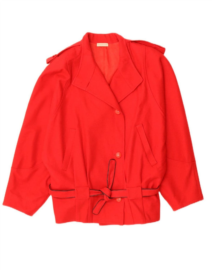 VINTAGE Womens Military Overcoat UK 18 XL Red