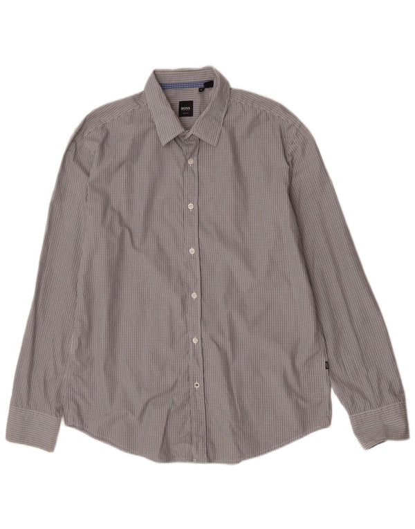 Cămașă pentru bărbați Hugo Boss Slim Fit XL, bumbac cu dungi gri