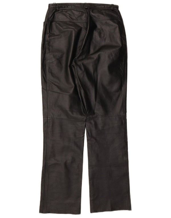 Pantaloni drepti din piele Yuppie pentru femei UK 14 Medium W29 L31 Piele neagră